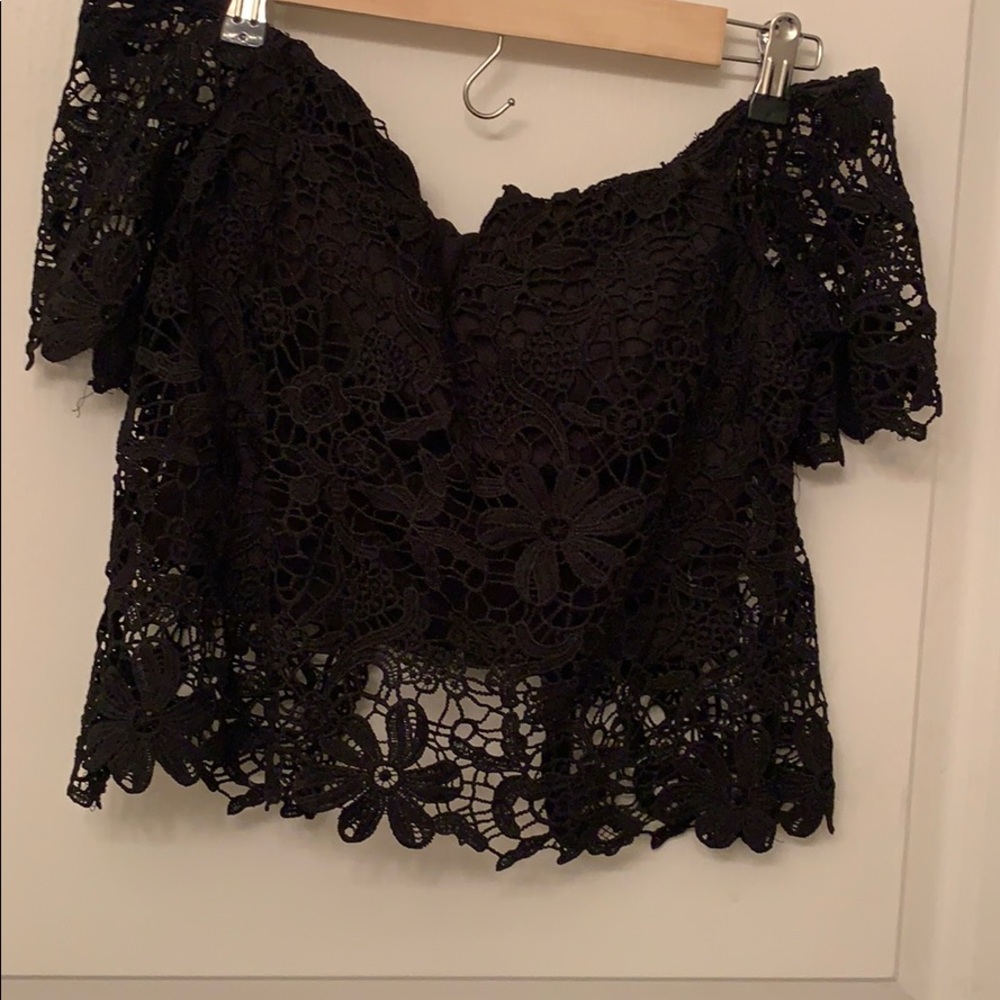 Off the shoulder black crop top